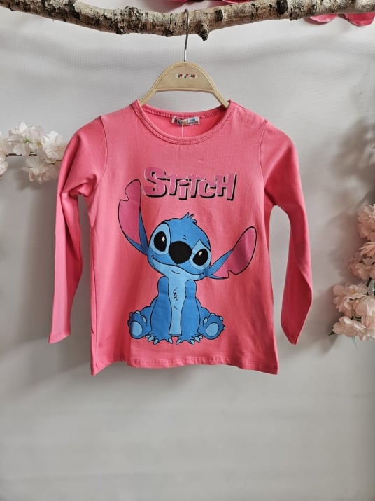 Детска блуза момиче с дълъг ръкав Stitch, цикламен цвят