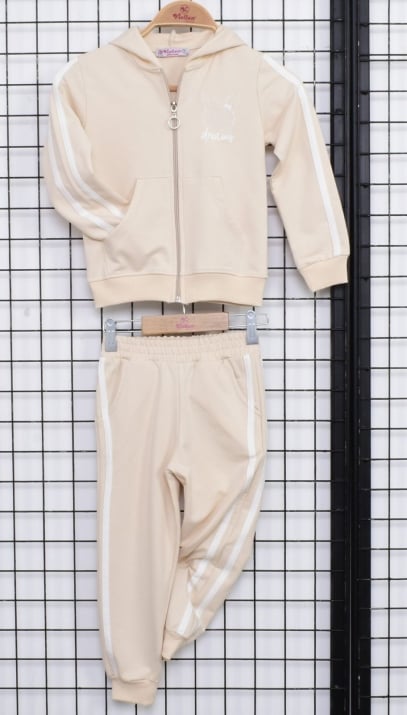 Детски спортен екип момиче, екрю цвят
