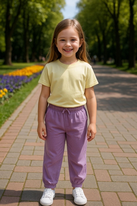 Детски панталон за момиче, лилав цвят
