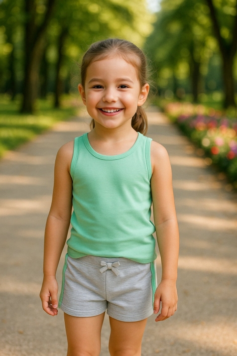 Детски къси панталонки момиче, сив цвят