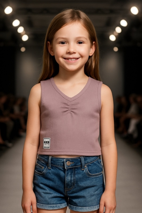 Детски потник момиче рипс, лилав цвят