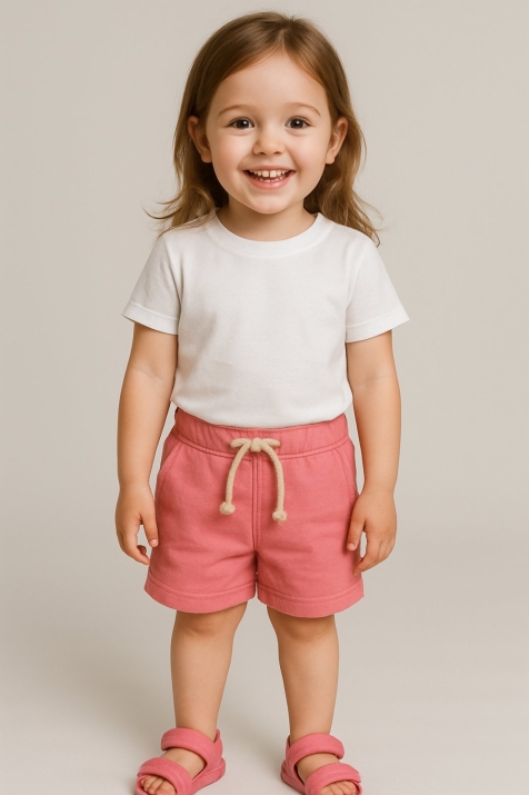 Детски къси панталонки, тъмно розов цвят