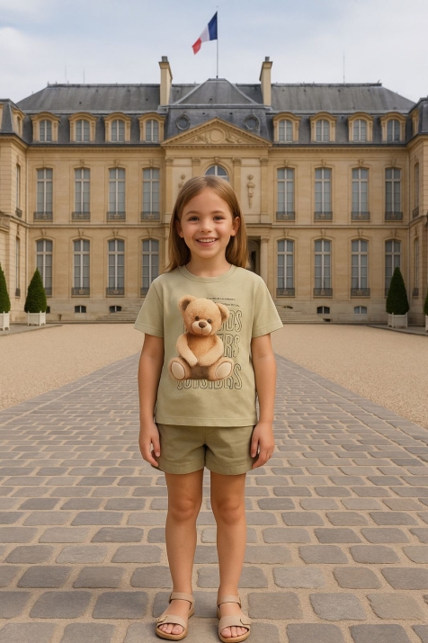 Детска тениска за момиче, зелен цвят