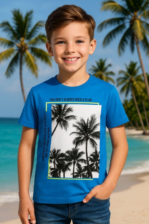 Детска тениска за момче,син цвят