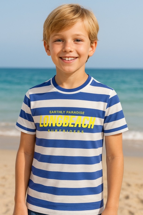 Детска тениска за момче, син цвят