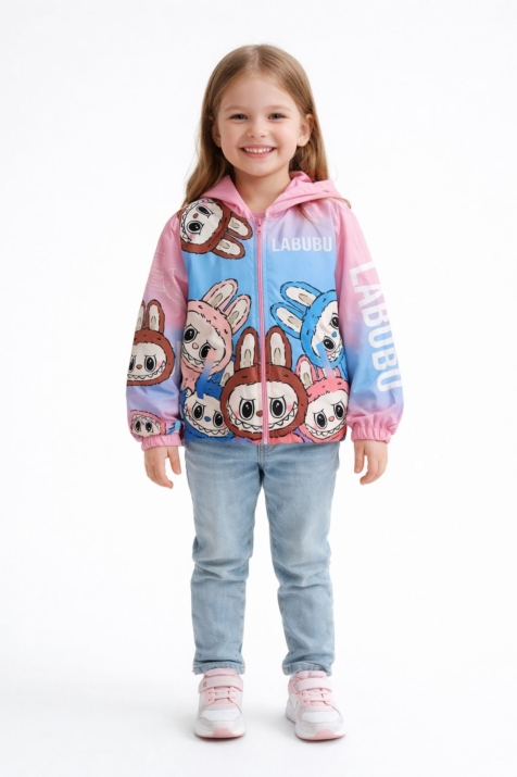 Детско яке за момиче, розов цвят 