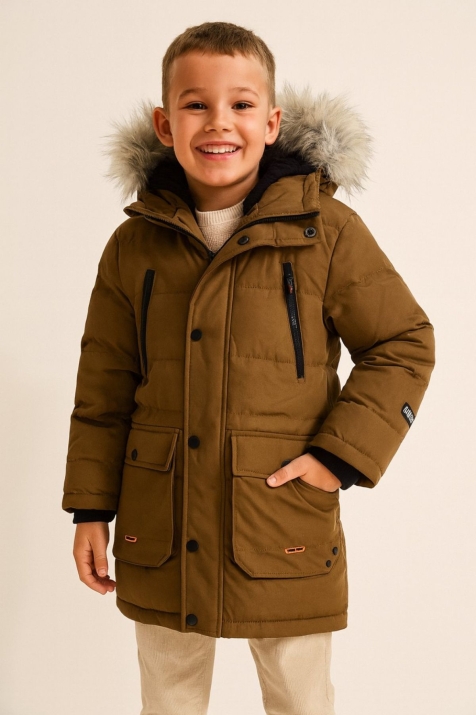 Детско зимно яке за момче, кафяв цвят 
