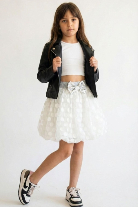 Детска пола, бял цвят 