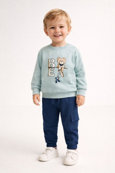 Детски комплект за момче с дълъг ръкав, светло син цвят 