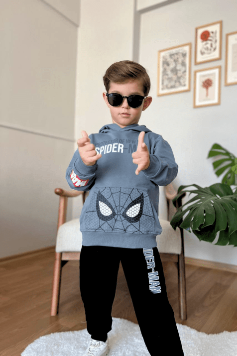 Детски комплект дълъг ръкав момче Spiderman,син цвят