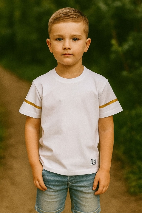 Детска тениска за момче, бял цвят