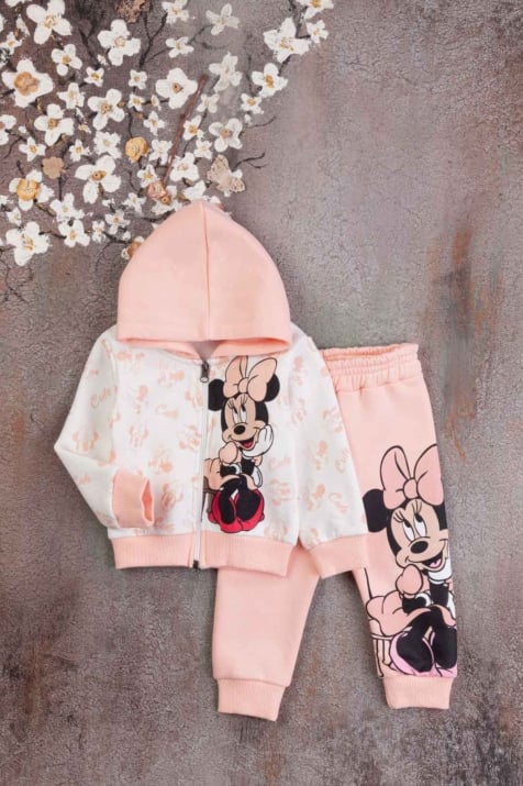 Детски комплект момиче дълъг ръкав,розов цвят