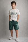 Детски комплект за момче с къс ръкав, зелен цвят