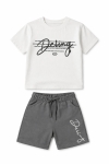 Детски комплект за момче с къс ръкав, сив цвят