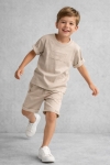 Детски комплект за момче с къс ръкав, бежов цвят
