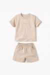 Детски комплект за момче с къс ръкав, бежов цвят