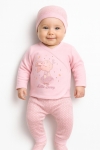 Бебешки комплект за изписване за момиче 3 части, розов цвят