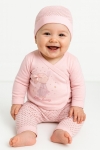 Бебешки комплект за изписване за момиче 3 части, розов цвят