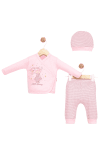 Бебешки комплект за изписване за момиче 3 части, розов цвят