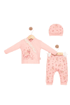 Бебешки комплект за изписване за момиче 3 части, светло розов цвят