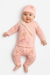 Бебешки комплект за изписване за момиче 3 части, светло розов цвят