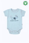 Бебешко боди органичен памук за момче с къс ръкав, цвят мента