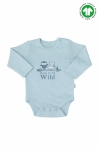 Бебешко боди органичен памук за момче с дълъг ръкав, цвят мента 