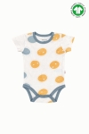 Бебешко боди органичен памук за момче с къс ръкав, цвят екрю 