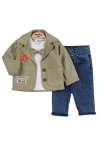 Детски комплект момче дълъг ръкав 3 части, в зелен цвят