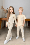 Детски комплект за момиче дълъг ръкав 3 части, бежов цвят