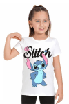 Детска тениска за момиче Stitch, бял цвят