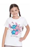 Детска тениска за момиче Stitch , бял цвят