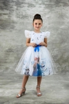 Детска рокля с къс ръкав Frozen, бял цвят