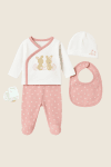 Бебешки комплект за изписване от органичен памук, розов цвят  