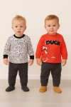 Бебешки блузи момче 2 броя Duck,червен цвят
