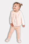 Детски комплект за момиче с дълъг ръкав 3 части, светло розов цвят