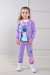 Детски комплект вата за момиче с дълъг ръкав 3 части, лилав цвят