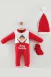 Детски гащеризон с дълъг ръкав Коледа, червен цвят