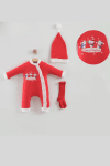 Детски гащеризон с дълъг ръкав Коледа, червен цвят 