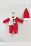 Детски гащеризон с дълъг ръкав Коледа, червен цвят