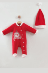 Детски гащеризон с дълъг ръкав Коледа, червен цвят