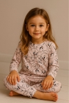 Детска пижама за момиче с дълъг ръкав, розов цвят