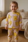 Детска пижама за момиче с дълъг ръкав, жълт цвят