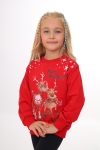 Детска блуза с дълъг ръкав Коледа, червен цвят