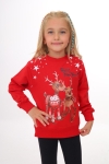 Детска блуза с дълъг ръкав Коледа, червен цвят