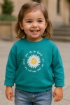 Детска блуза за момиче с дълъг ръкав, зелен цвят