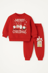 Детски комплект вата за момче с дълъг ръкав Коледа, червен цвят