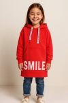 Детска рокля с дълъг ръкав, червен цвят
