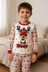 Детска пижама с дълъг ръкав Коледа, бял цвят