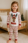 Детска пижама с дълъг ръкав Коледа, бял цвят